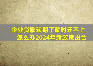 企业贷款逾期了暂时还不上怎么办2024年新政策出台