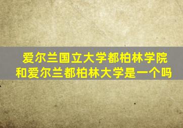 爱尔兰国立大学都柏林学院和爱尔兰都柏林大学是一个吗